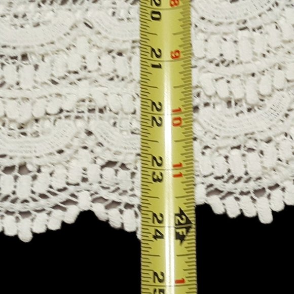 Pale Sky Top Womens Small Ivory Short Sleeve Crochet Sheer Blouse Keyhole - Picture 4 of 11